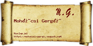 Mohácsi Gergő névjegykártya